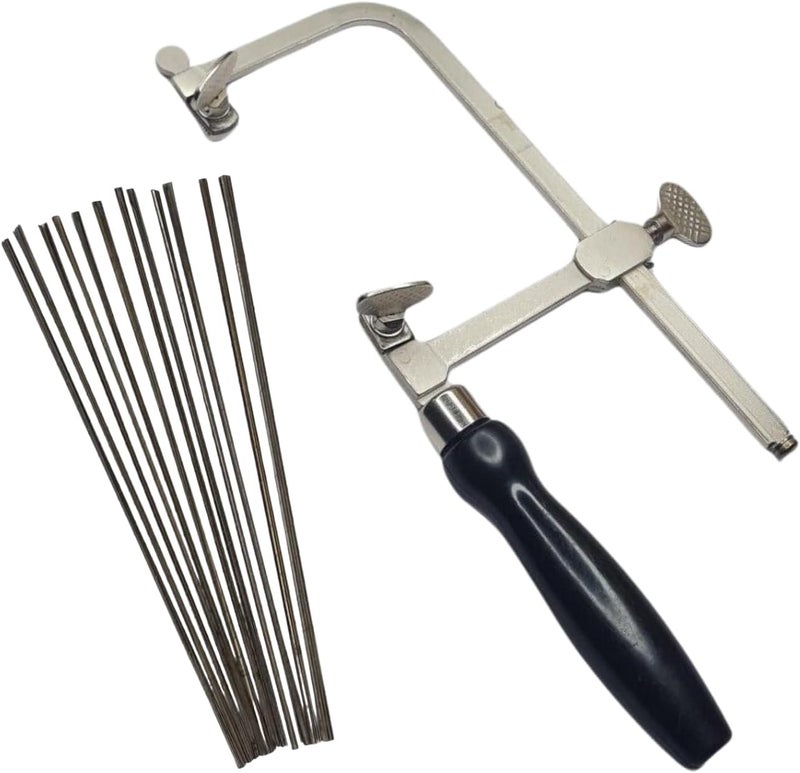 TAURISH German Style Jeweler's Saw Frame with 144 Assorted Blades - Adjustable for Woodworking, Jewelry Making, Craft & Hobby Use - Image 1